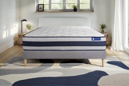 Ensemble Matelas Sommier 130x190 cm - Sommier Gris (en kit) - Actimemo Ergo