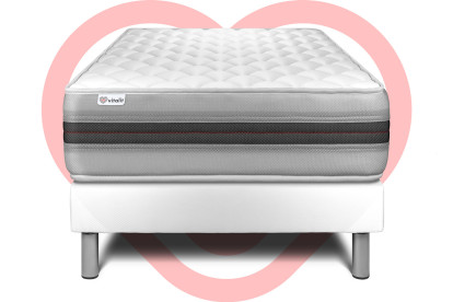 Ensemble Matelas Sommier 90x190 cm - Sommier Blanc (en kit) - Vitalmemo Back