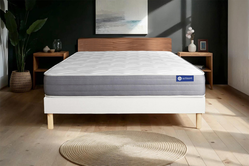 Ensemble Matelas Sommier 200x200 cm - Sommier Blanc (en kit) - Actiflex Dream
