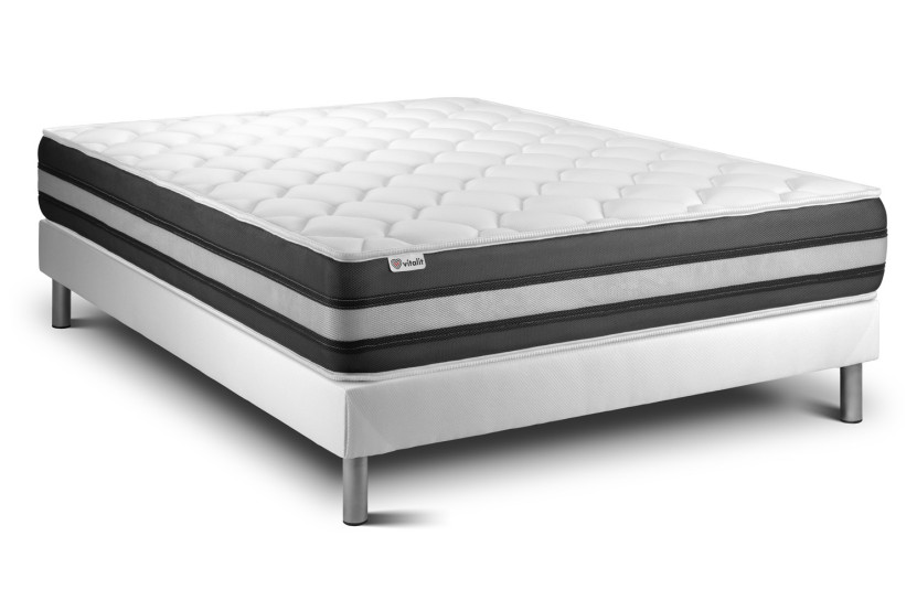 Ensemble Matelas Sommier 140x220 cm - Sommier Blanc (en kit) - Vitalspring Zen