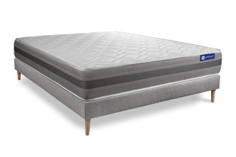 Ensemble Matelas Sommier 120x220 cm - Sommier Gris (en kit) - Actiflex Relax