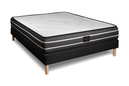 Ensemble Matelas Sommier 160x200 cm - Sommier Noir (déjà monté) - Exclusive