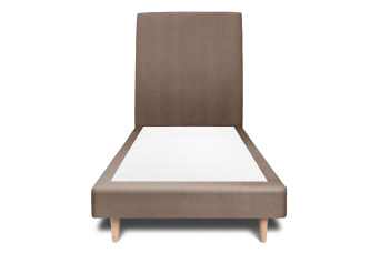 Lit 90x190 cm avec Tête de lit tapissée - Tissu Velours Taupe Lit 90x190 cm avec Tête de lit tapissée - Tissu Velours Taupe