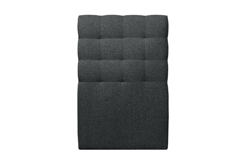Lit 90x200 cm avec Tête de lit capitonnée - Tissu Bouclette Noir