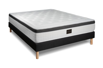 Ensemble Matelas Sommier 140x200 cm - Sommier Noir (déjà monté) - Privilège