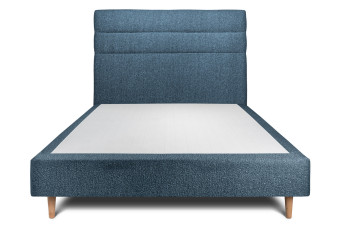 Lit 140x190 cm avec Tête de lit à lignes - Tissu Bouclette Bleu Lit 140x190 cm avec Tête de lit à lignes - Tissu Bouclette Bleu