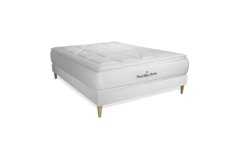 Pack lit complet 140x200 cm - Matelas + Sommier Blanc + 2 oreillers + Couette - George V