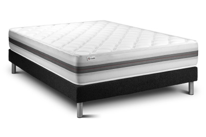 Ensemble Matelas Sommier 135x190 cm - Sommier Noir (en kit) - Vitalmemo Back