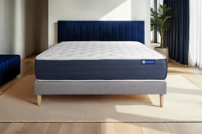 Ensemble Matelas Sommier 120x210 cm - Sommier Gris (en kit) - Actiflex Sleep