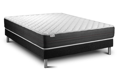 Ensemble Matelas Sommier 130x200 cm - Sommier Noir (en kit) - Vitalmemo One