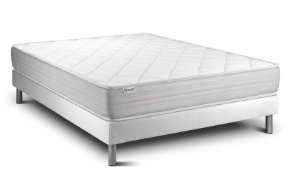 Ensemble Matelas Sommier 130x200 cm - Sommier Blanc (en kit) - Vitalmemo