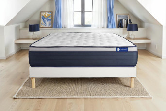 Ensemble Matelas Sommier 150x200 cm - Sommier Blanc (en kit) - Actilatex Max