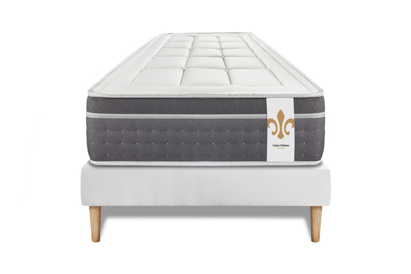 Ensemble Matelas Sommier 90x190 cm - Sommier Blanc (déjà monté) - Trente