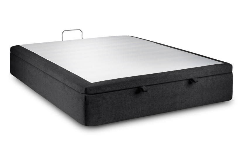 Sommier Coffre 200x200 cm - Toile nattée  - Noir