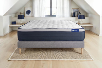 Ensemble Matelas Sommier 120x195 cm - Sommier Gris (en kit) - Actiflex Max