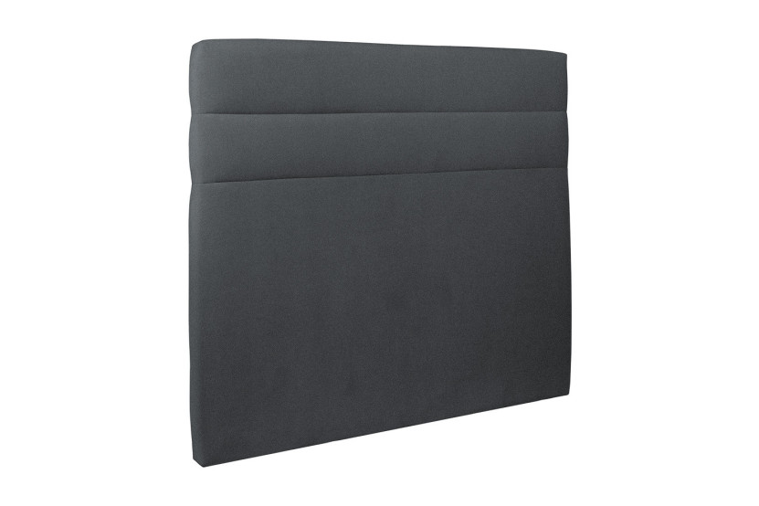 Lit 135x190 cm avec Tête de lit à lignes - Tissu Velours Gris Anthracite