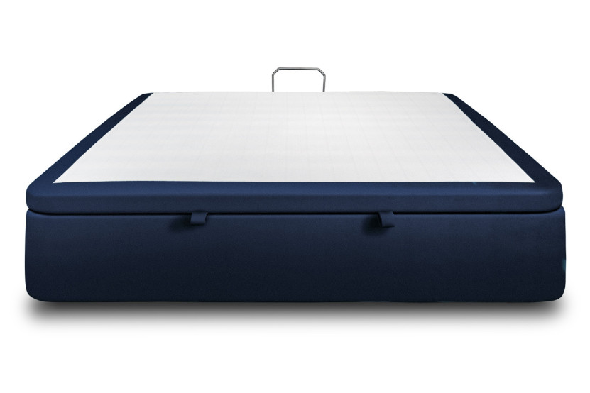 Sommier Coffre 200x200 cm - Velours - Bleu océan