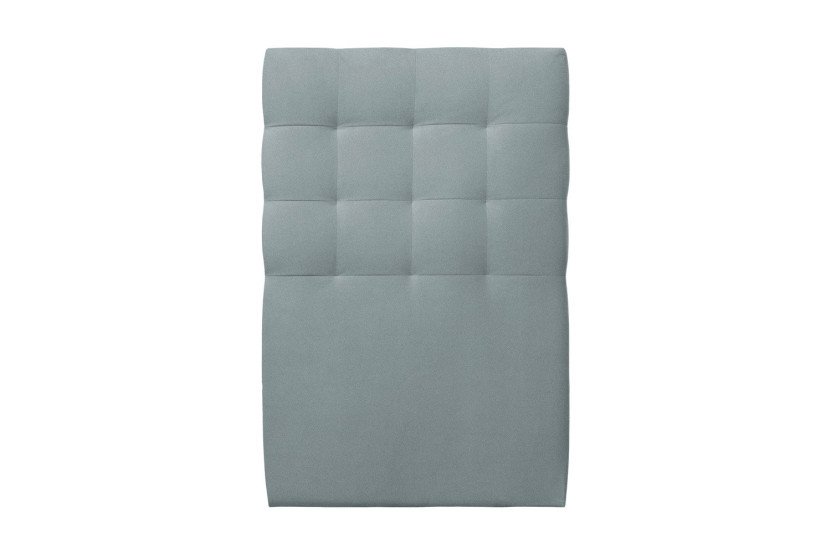 Lit 90x200 cm avec Tête de lit capitonnée - Tissu Velours Gris Bleuté