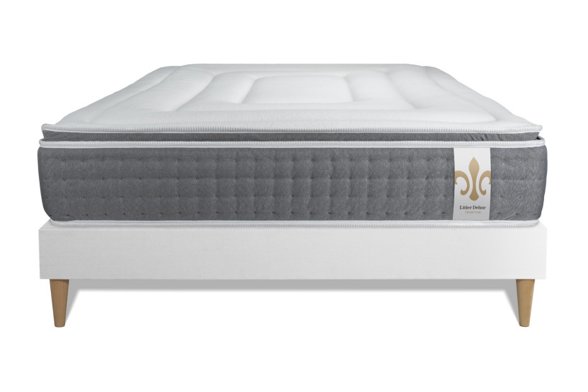 Ensemble Matelas Sommier 140x190 cm - Sommier Blanc (en kit) - Vingt-Six PLUS