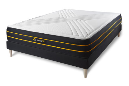 Ensemble Matelas Sommier 140x190 cm - Sommier Noir (en kit) - Ultra