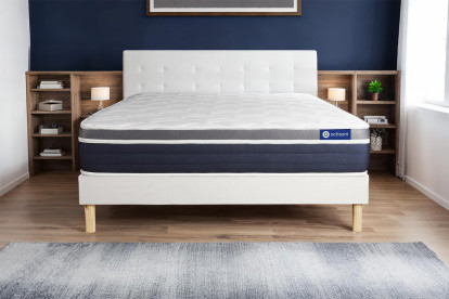 Ensemble Matelas Sommier 120x210 cm - Sommier Blanc (en kit) - Actimemo Confort