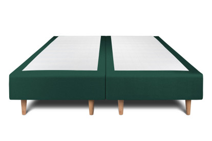 Lit 2x 90x200 cm - Sommier tapissier H35 cm + tête de lit tapissée - Tissu Velours Vert