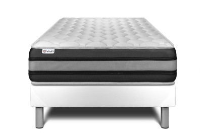 Ensemble Matelas Sommier 90x200 cm - Sommier Blanc (en kit) - Vitalspring Zen