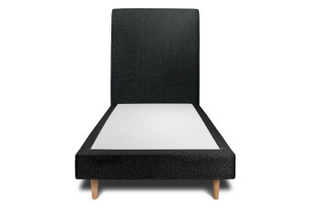 Lit 90x190 cm avec Tête de lit tapissée - Tissu Bouclette Noir Lit 90x190 cm avec Tête de lit tapissée - Tissu Bouclette Noir