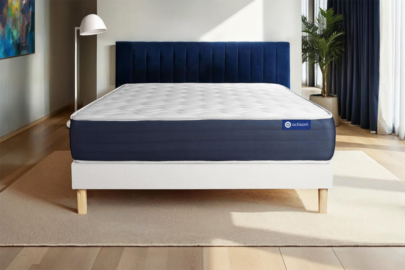 Ensemble Matelas Sommier 180x190 cm - Sommier Blanc (en kit) - Actilatex Sleep