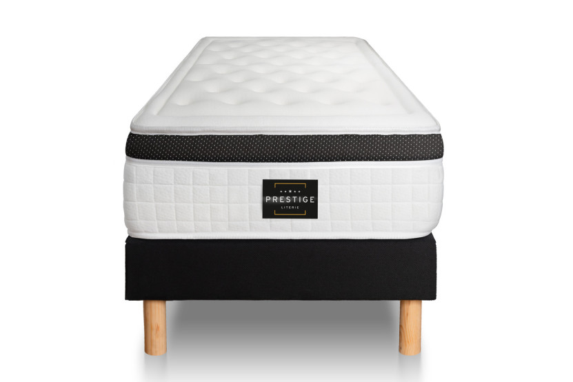 Ensemble Matelas Sommier 80x190 cm - Sommier Noir (déjà monté) - Privilège