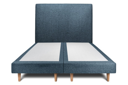 Lit 2x 80x200 cm - Sommier tapissier H29 cm + tête de lit tapissée - Tissu Bouclette Bleu