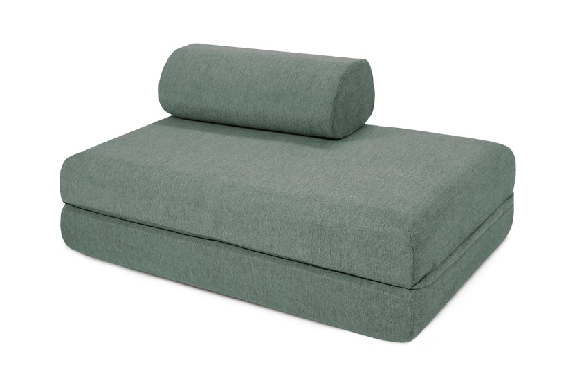 Canapé droit convertible 3 places - Tissu lisse - Vert