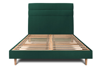 Lit 150x190 cm avec Tête de lit à lignes - Tissu Velours Vert Lit 150x190 cm avec Tête de lit à lignes - Tissu Velours Vert