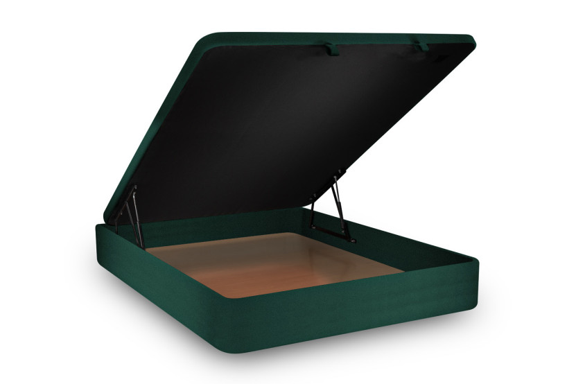 Lit coffre 140x190 cm avec Tête de lit capitonnée - Tissu Velours Vert
