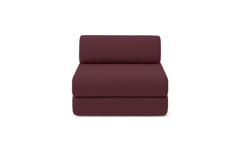 Canapé droit convertible 3 places - Tissu lisse - Rouge