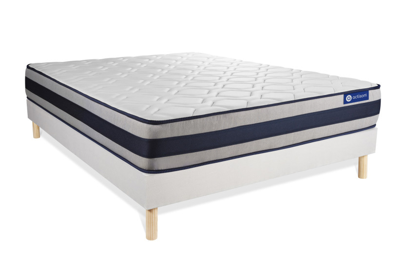 Ensemble Matelas Sommier 140x210 cm - Sommier Blanc (en kit) - Actilatex Ergo