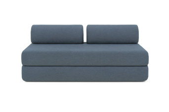 Canapé droit convertible 4 places - Tissu lisse - Bleu