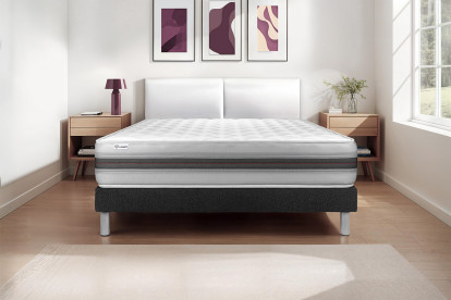 Ensemble Matelas Sommier 135x200 cm - Sommier Noir (en kit) - Vitalmemo Back