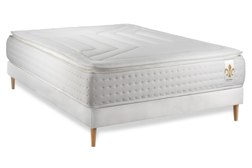 Ensemble Matelas Sommier 200x200 cm - Sommier Blanc (en kit) - Vingt-Quatre PLUS