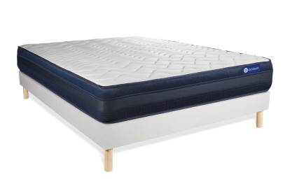 Ensemble Matelas Sommier 120x195 cm - Sommier Blanc (en kit) - Actilatex Tech