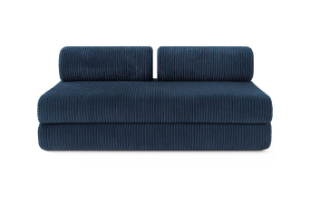 Canapé droit convertible 3 places - Velours côtelé XL - Bleu