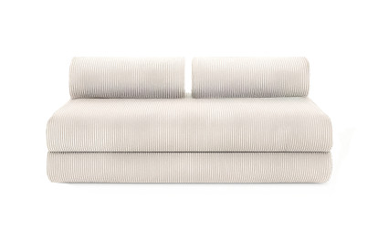 Canapé d'angle 4 places - 2 modules convertibles : Canapé 3 places + Pouf - Velours côtelé Blanc