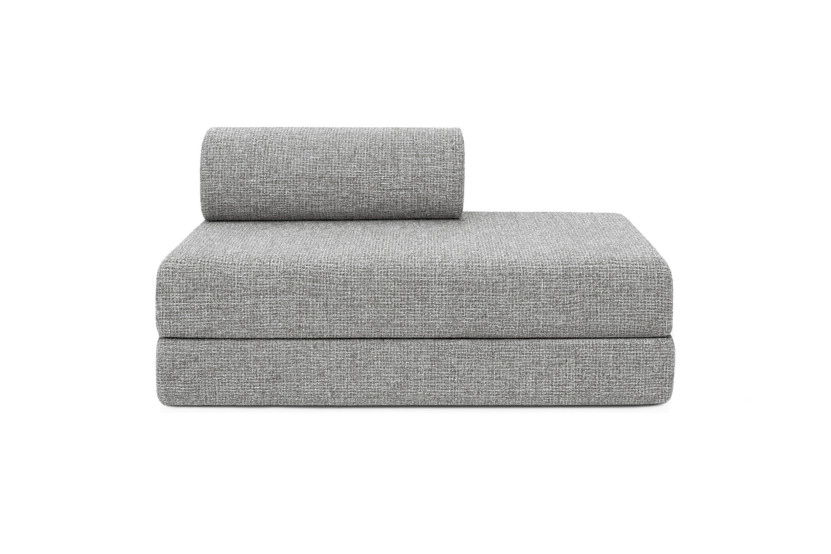 Canapé droit convertible 3 places - Tissu tweed - Gris