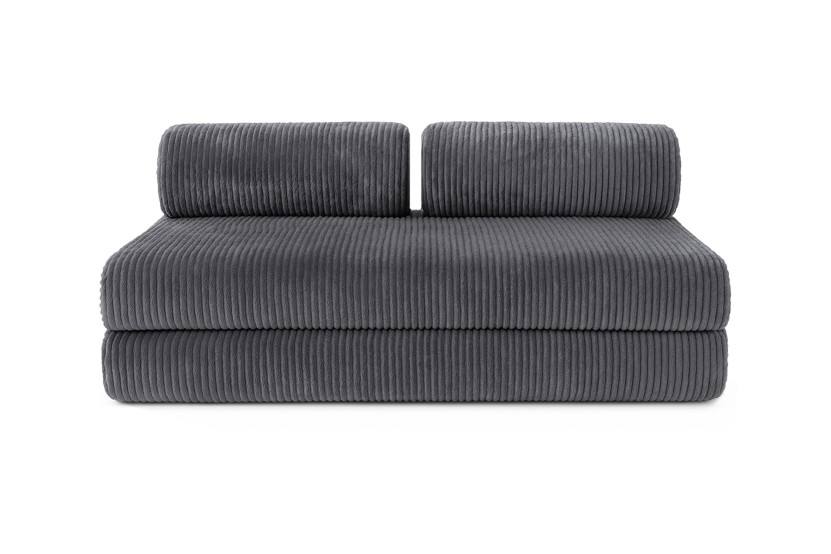 Canapé droit convertible 3 places - Velours côtelé XL - Gris