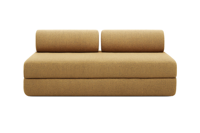 Canapé droit convertible 3 places - Tissu tweed - Jaune
