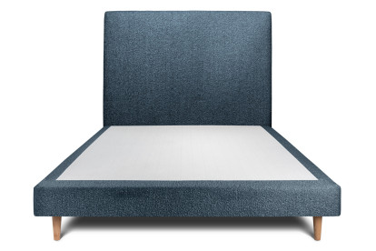 Lit 135x190 cm - Sommier tapissier H29 cm + tête de lit tapissée - Tissu Bouclette Bleu