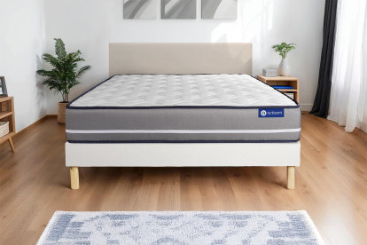 Ensemble Matelas Sommier 130x200 cm - Sommier Blanc (en kit) - Actimemo Pur