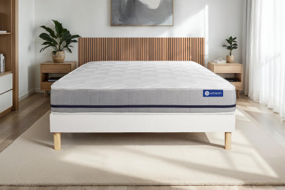 Ensemble Matelas Sommier 120x200 cm - Sommier Blanc (en kit) - Actimemo Soft