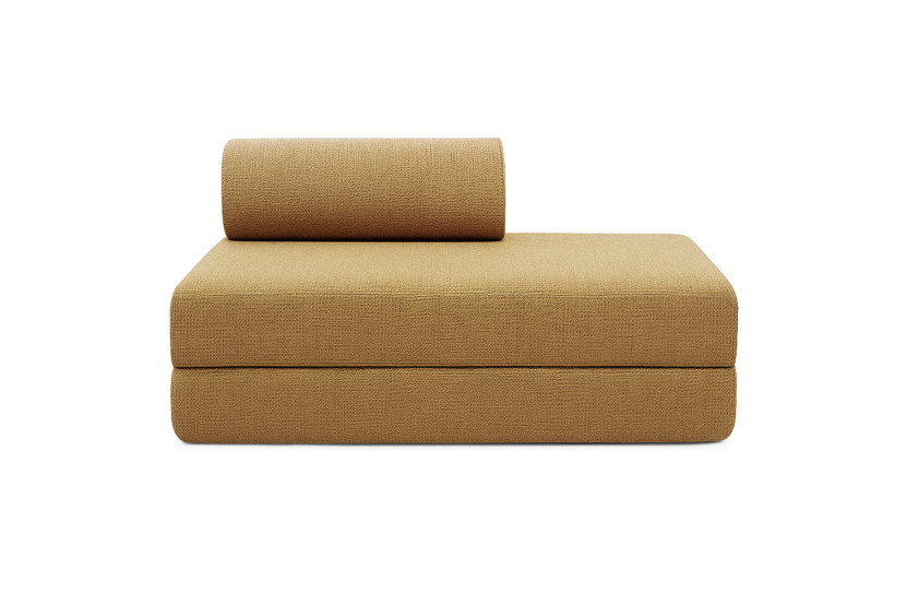 Canapé d'angle convertible 5 places - Tissu tweed - Jaune