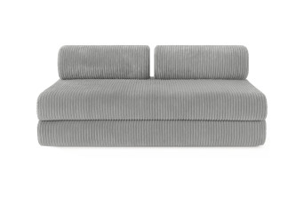 Canapé droit convertible 3 places - Velours côtelé XL - Gris clair